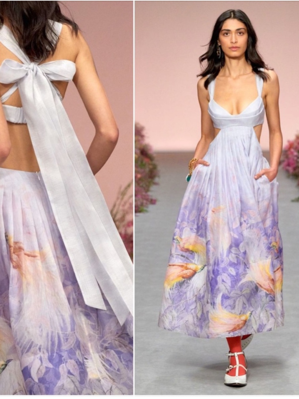 Zimmermann Candescent Wild Botanica Floral Midi Dress in Lavender